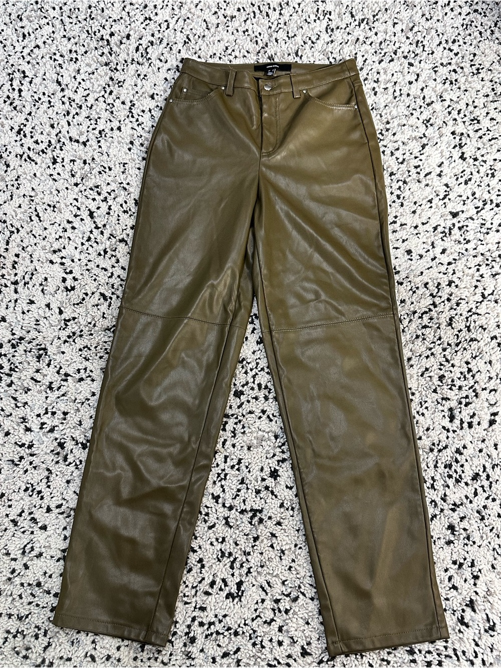 Vero Moda Vmbella Olive Green Faux Leather High Waisted Pants Size S